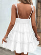 Shiny Frill Spaghetti Strap Tiered Dress.