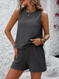 Mandy Round Neck Sleeveless Top and Shorts Set.