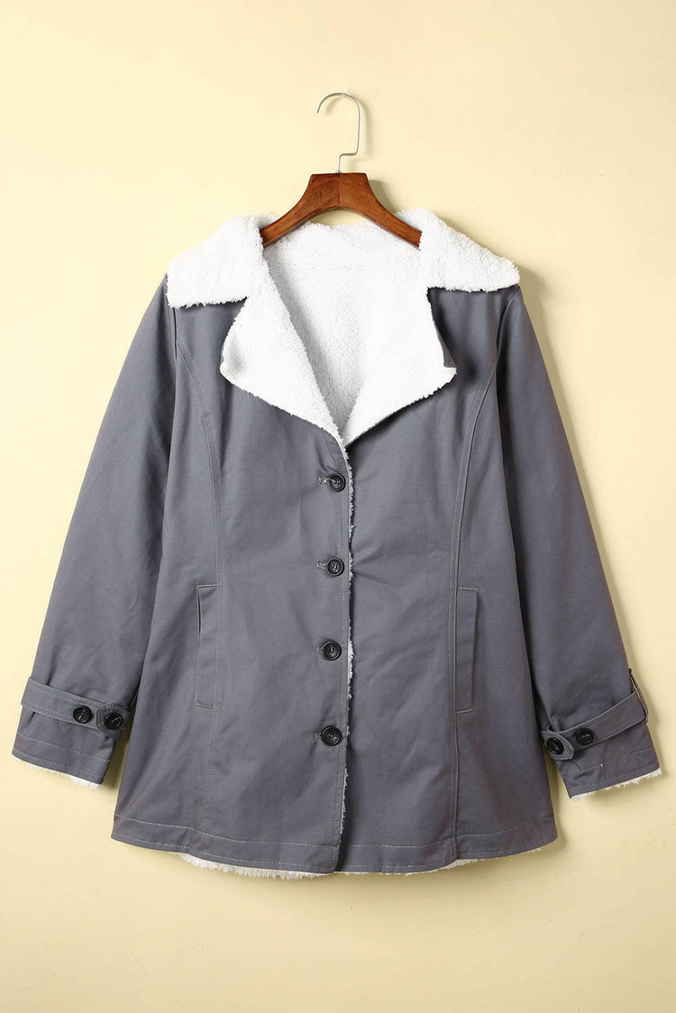 Pocketed Button Up Collared Neck Coat.