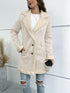 Contrast Button Up Lapel Collar Long Sleeve Coat.