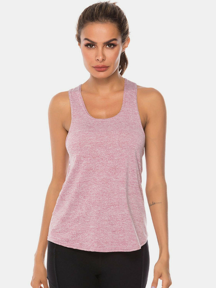 Full Size Scoop Neck Wide Strap Active Tank.