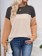 Lovelet Color Block Round Neck Long Sleeve Sweatshirt.