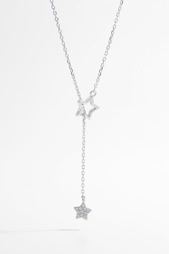 Sterling Silver Zircon Star Drop Necklace