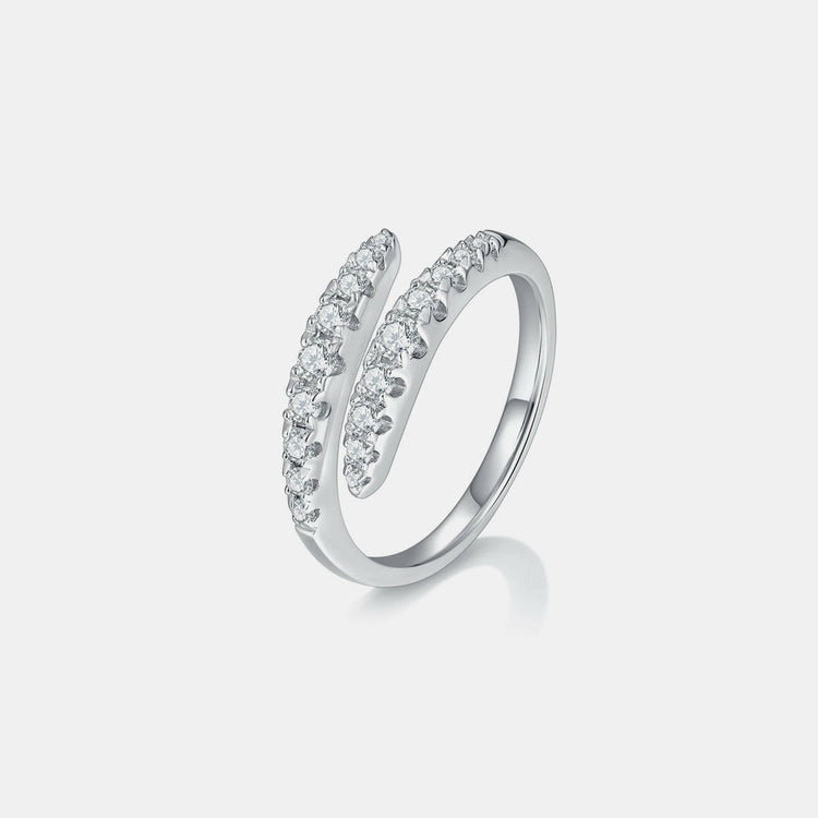 925 Sterling Silver Moissanite Bypass Ring.