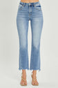 RISEN Frayed Hem Cropped Straight Jeans.