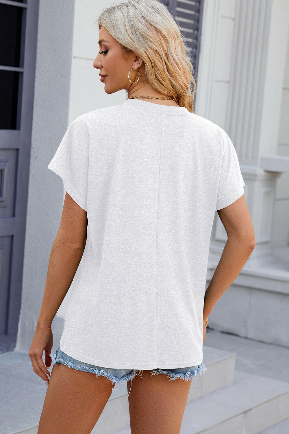 V-Neck Short Sleeve T-Shirt.