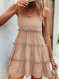 Shiny Frill Spaghetti Strap Tiered Dress.