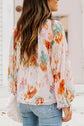 Printed Tie Neck Long Sleeve Blouse.