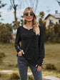 Round Neck Long Sleeve Buttoned T-Shirt.