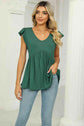 V-Neck Flutter Sleeve Babydoll Blouse.