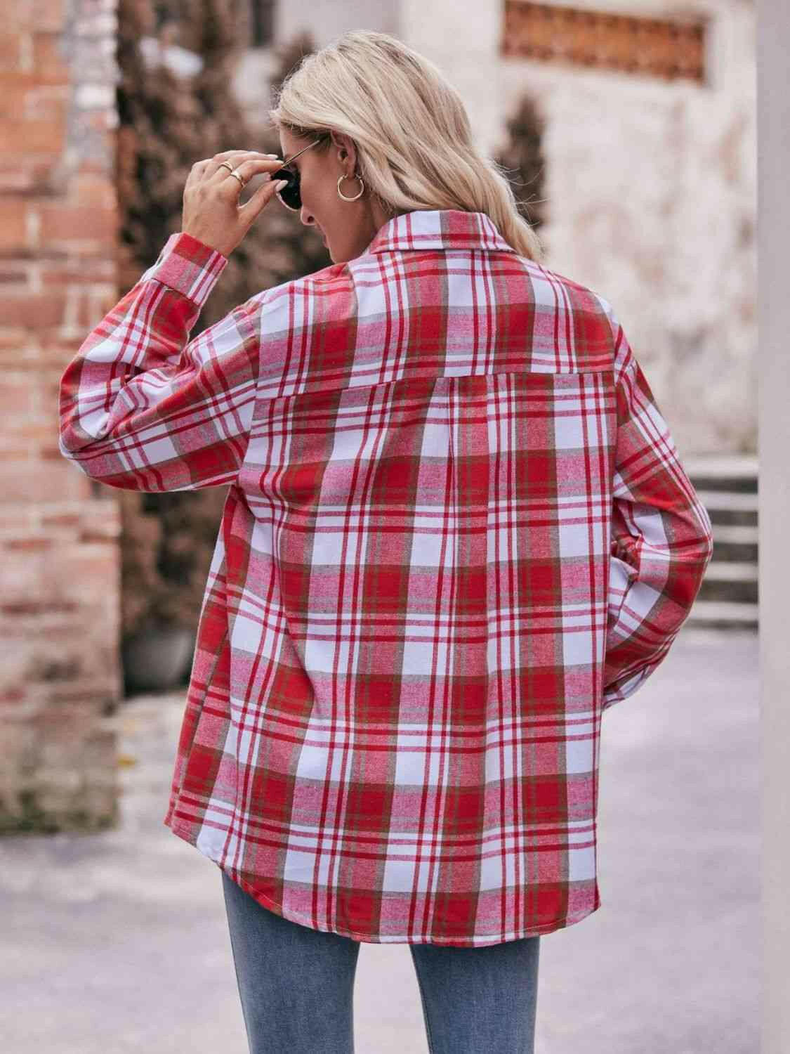 Plaid Dropped Shoulder Longline Shirt.