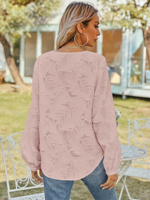 V-Neck Long Sleeve Blouse.