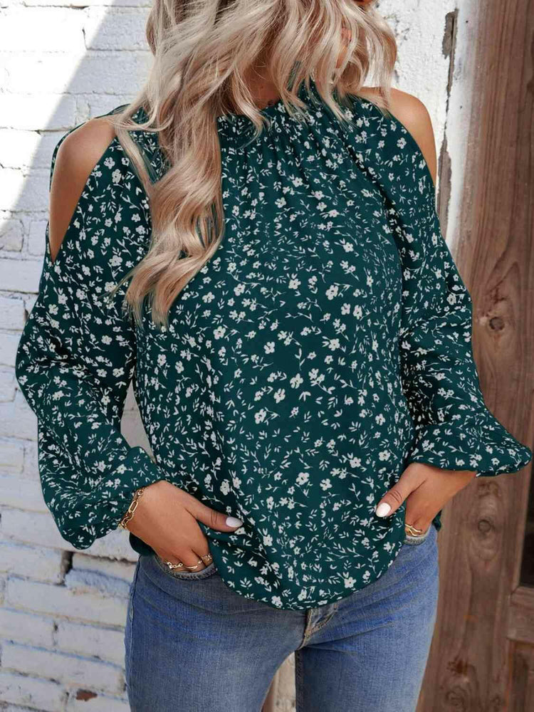 Floral Cold-Shoulder Blouse.