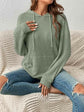 Ribbed Dropped Shoulder Drawstring Hoodie.