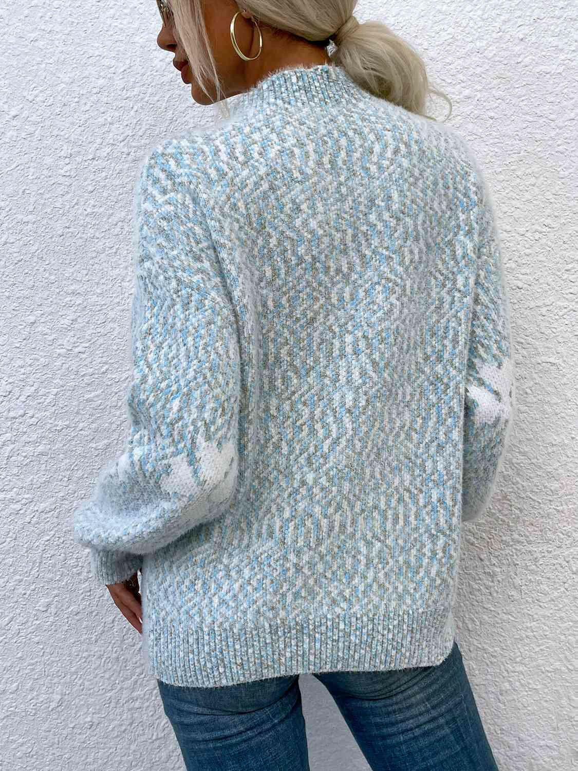 Four Leaf Clover Mock Neck Sweater.