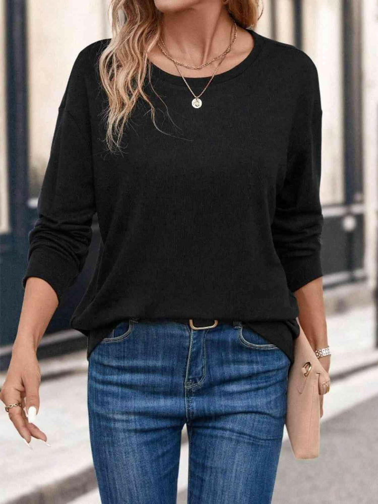 Round Neck Long Sleeve T-Shirt.