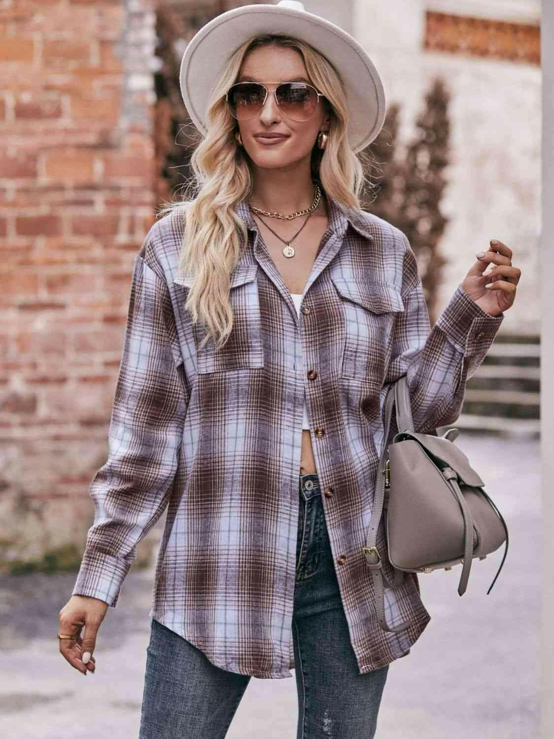 Plaid Dropped Shoulder Longline Shirt.