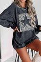 Round Neck Dropped Shoulder Star Graphic Sweatshirt.