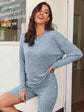 Ribbed Long Sleeve Top and Shorts Set.