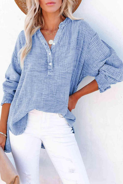 Buttoned Long Sleeve Blouse.