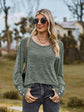 Round Neck Long Sleeve Buttoned T-Shirt.