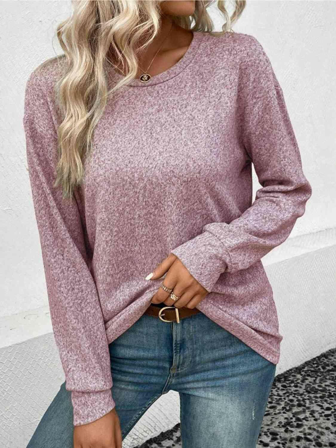 Round Neck Long Sleeve T-Shirt.