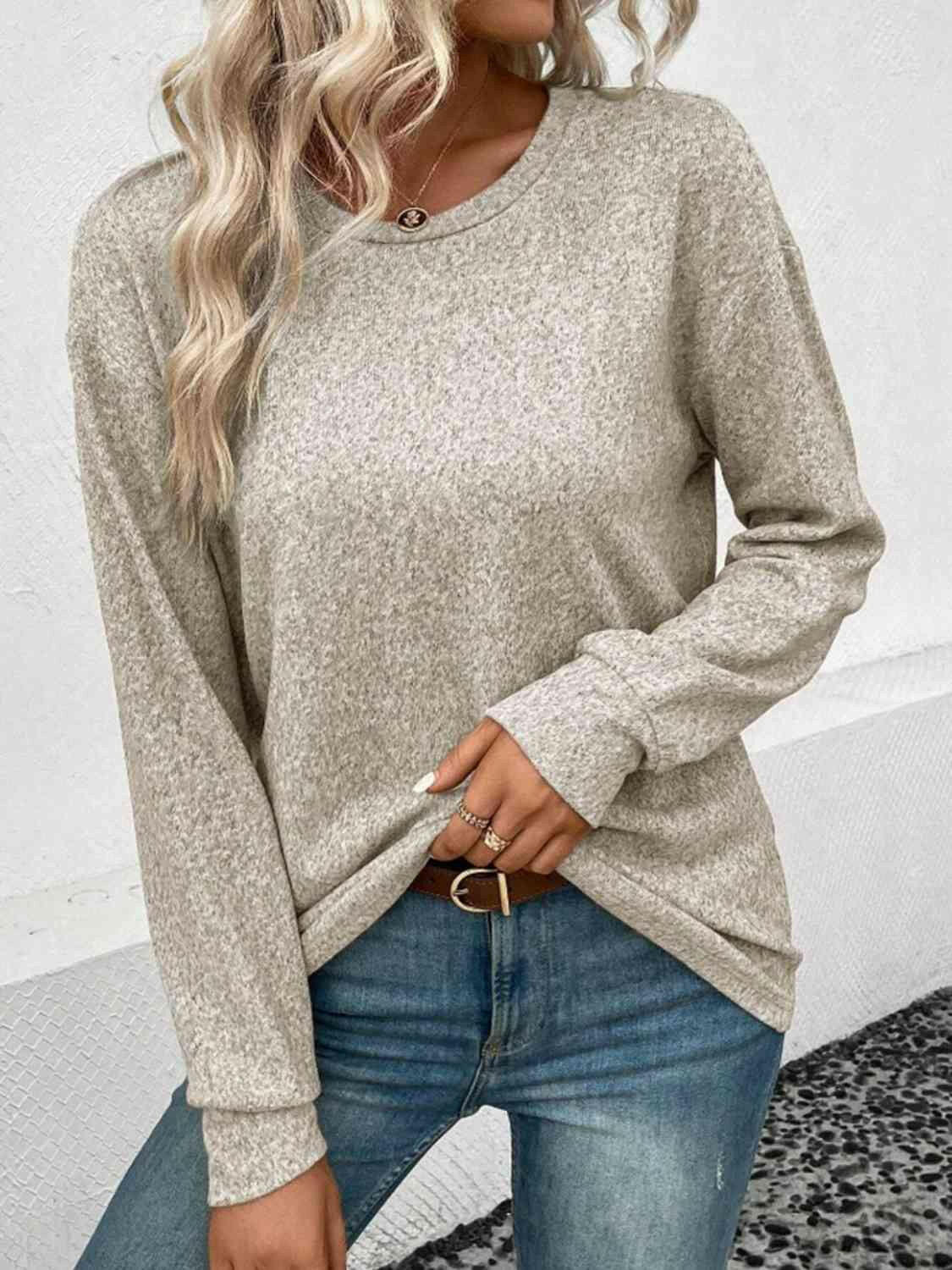 Round Neck Long Sleeve T-Shirt.