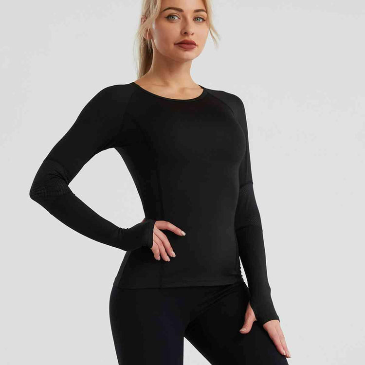 Long Sleeve Round Neck Sports Top.