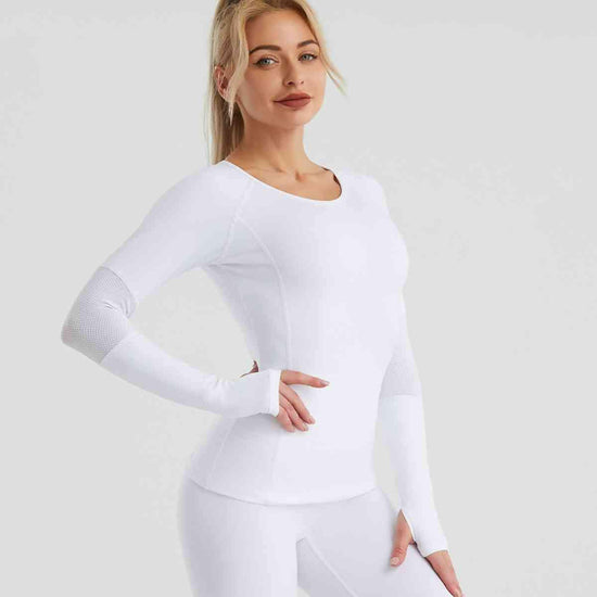 Long Sleeve Round Neck Sports Top.