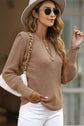 Notched Long Sleeve Sweater.