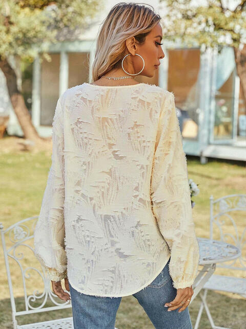 V-Neck Long Sleeve Blouse.