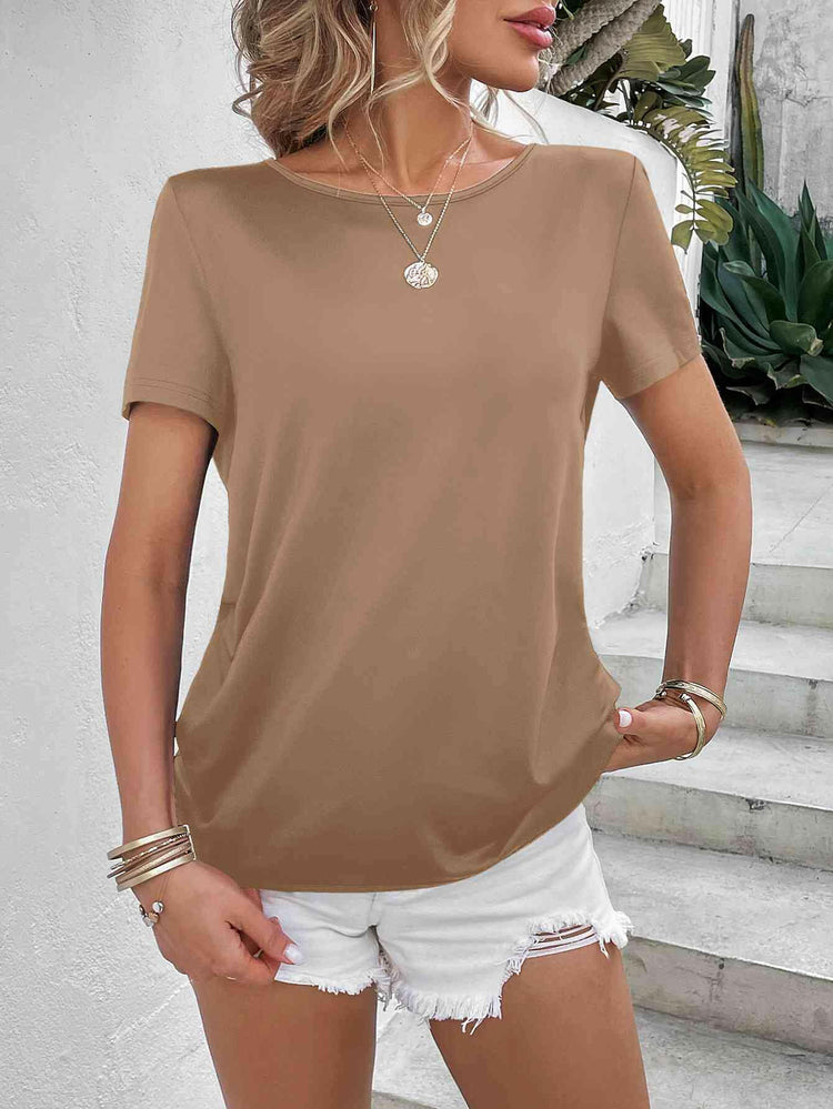 Beads Trim Back Twisted Blouse.