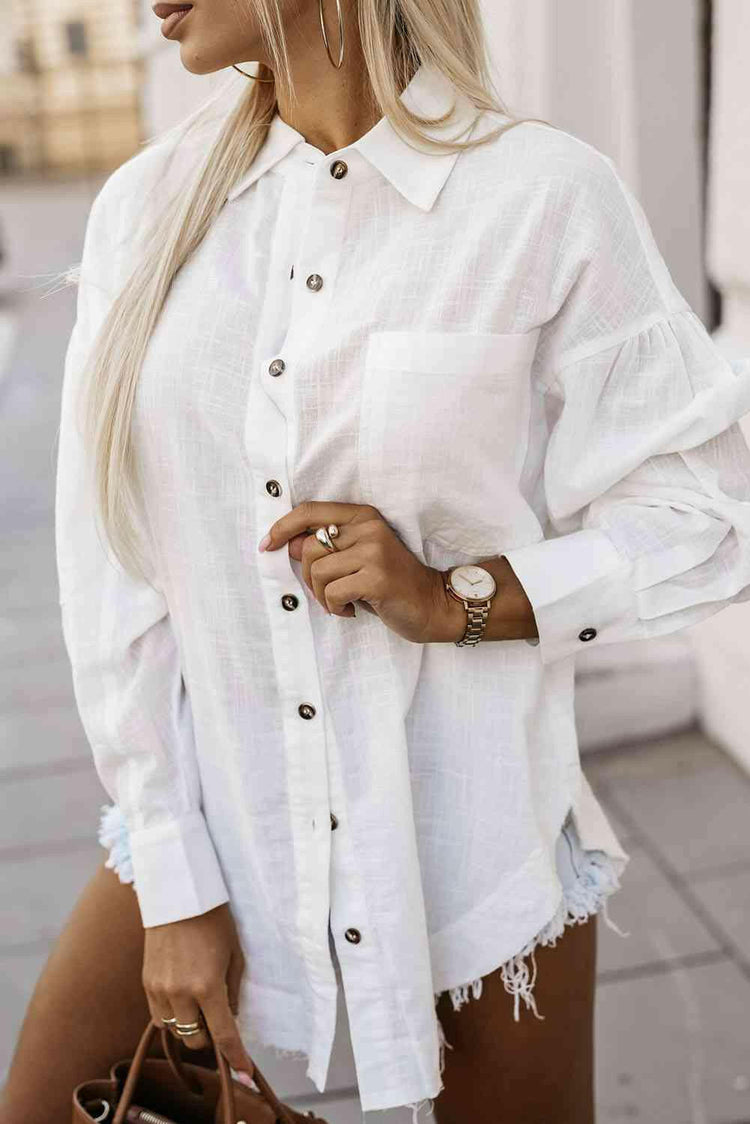 Dropped Shoulder Button Down Shirt.