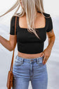 Lace-Up Square Neck Crop Top.