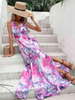 Printed Open Back Slit Sleeveless Dress.