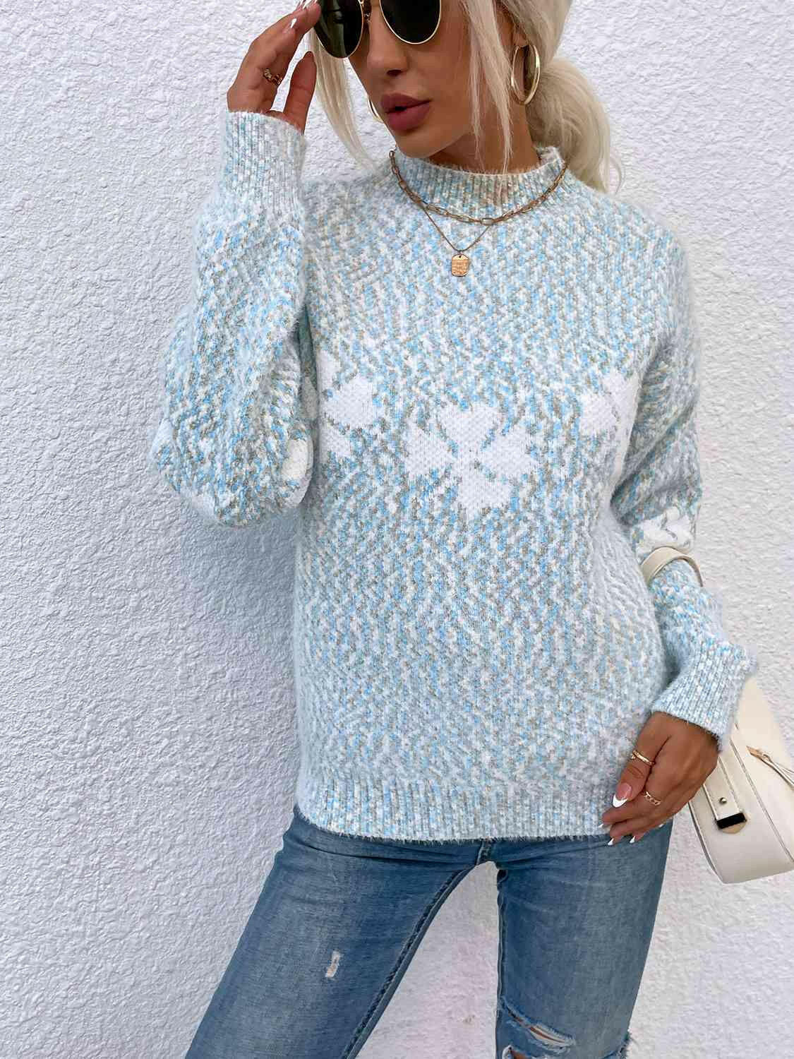 Four Leaf Clover Mock Neck Sweater.