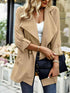 Open Front Drawstring Trench Coat with Pockets.