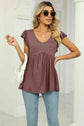 V-Neck Flutter Sleeve Babydoll Blouse.