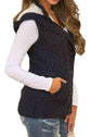 Button and Zip Closure Hooded Sweater Vest.