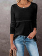 Cutout Round Neck Long Sleeve T-Shirt.