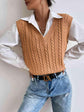 Cable-Knit V-Neck Sleeveless Sweater Vest.