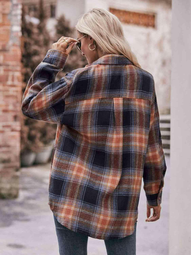 Plaid Dropped Shoulder Longline Shirt.