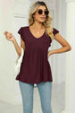 V-Neck Flutter Sleeve Babydoll Blouse.