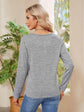 Buttoned Round Neck  Long Sleeve T-Shirt.