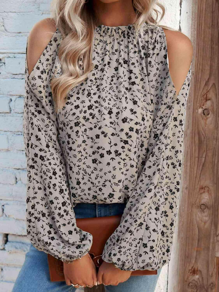 Floral Cold-Shoulder Blouse.