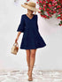 V-Neck Flare Sleeve Mini Dress.