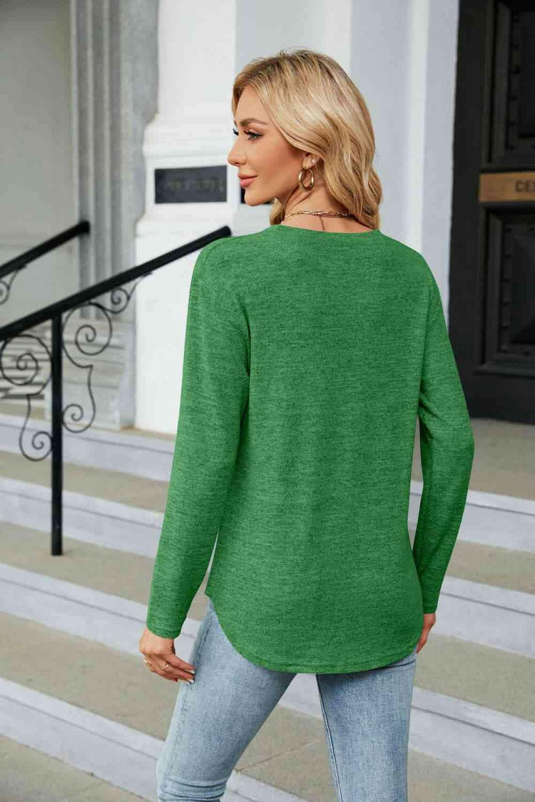 Round Neck Long Sleeve T-Shirt.