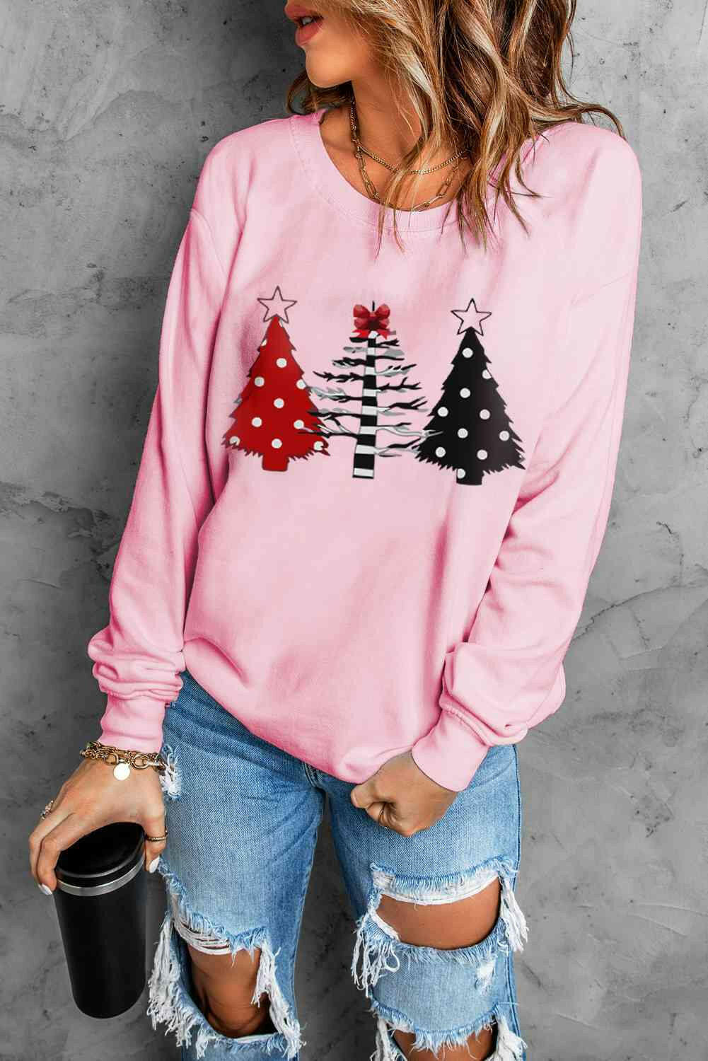 Christmas Tree Graphic Sweatshirt.