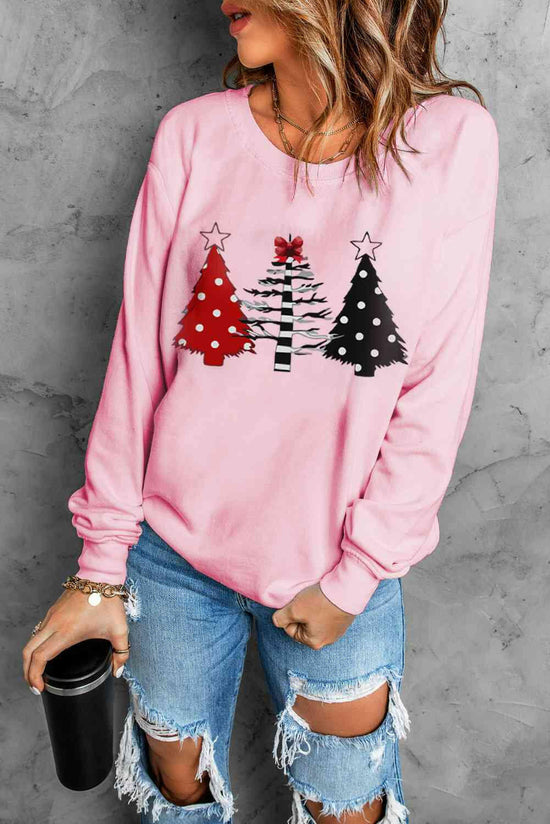 Christmas Tree Graphic Sweatshirt.