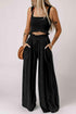 Square Neck Cropped Tank Top and Long Pants Set.